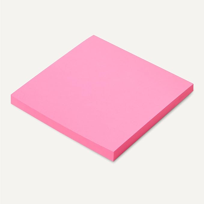 Amazon Basics Square Sticky Notes, Self-Stick Pads, 3 x 3 inches, Assorted Colors, 24-Pack