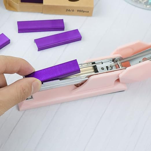 NatSumeBasics 3000 Purple Staples 26/6 Standard Colored Staple Refill for Desk Stapler, 1000 Per Pack, Total 3 Pack Staples (Purple)
