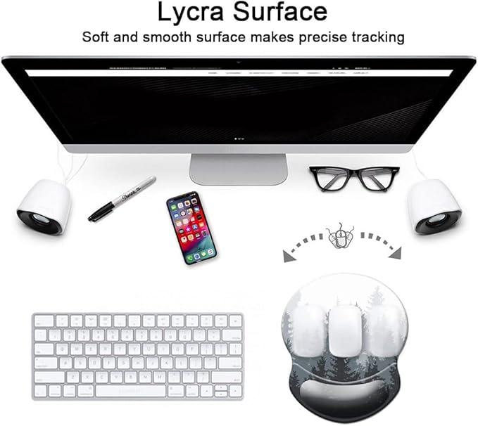Mouse Pad with Wrist Support, Non Slip Mousepad Wrist Rest for Office, Computer, Laptop & Mac- Durable & Comfortable & Lightweight Ergonomic Support Mouse Mat Floral Green Forest