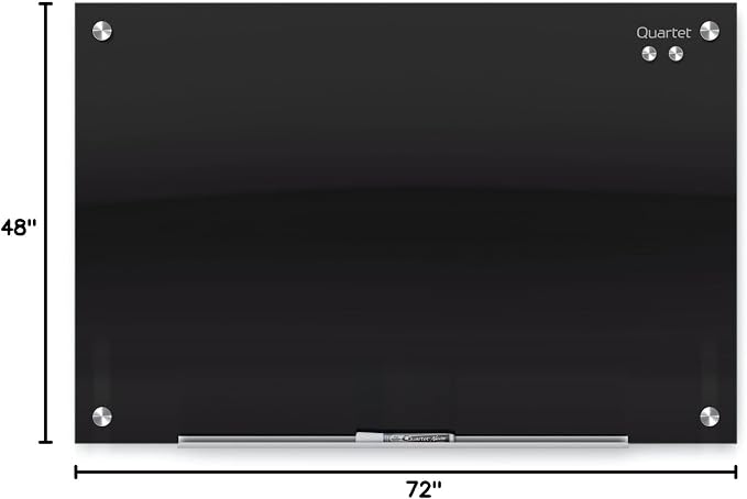 Quartet Magnetic Dry Erase Board, 72" x 48" Glass Whiteboard for Wall, Infinity, Black (G7248B)