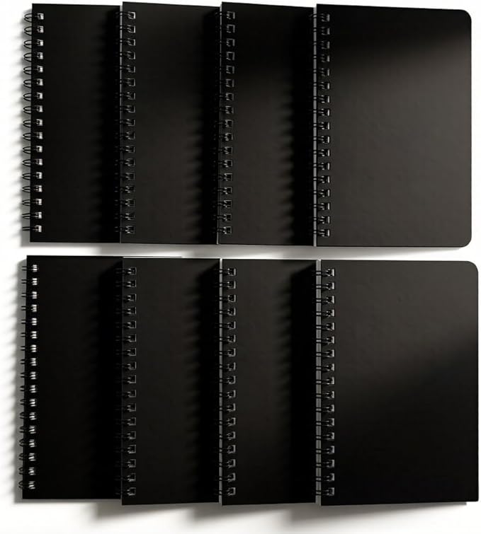 YiHenTiezz Spiral Notebook 4Pack Pocket Notebook 4.2"x 6.1" Pocket Notepad Small Notebook (8packblack)