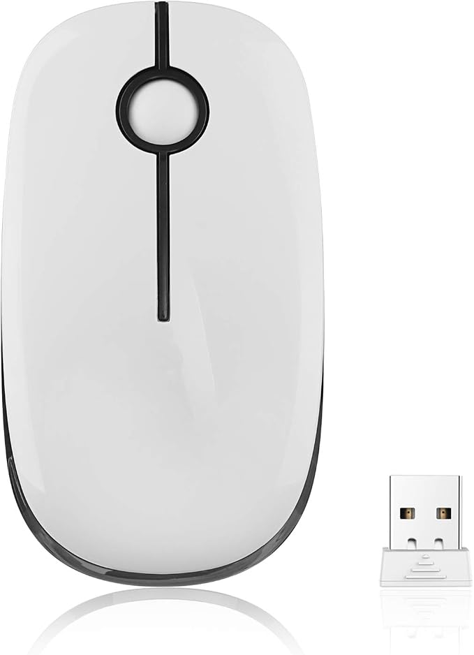VssoPlor Wireless Mouse, 2.4G Slim Computer Laptop Mouse, Black and White | Portable Mouse, Plug & Play USB Nano Receiver, Quiet Silent Optical Mice for Notebook, PC, Laptop, Computer, Windows, Mac