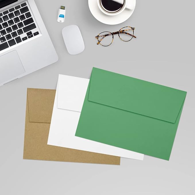 LUXPaper A7 Invitation Envelopes | Peel & Press | 5 1/4" x 7 1/4" | Holiday Green | 80lb. Text | 50 Qty