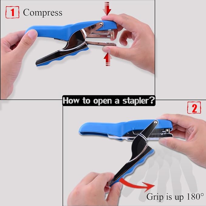 Stapler with 1000 Staples-Plier Stapler Save 60% Powe rGood for (Blue2P) | Stapling at Home School or Warehouse