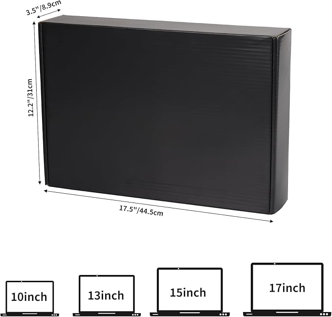 CRUGLA Black Laptop Shipping Box with Cushioned Foam, Up to 17 inch Corrugated Cardboard Mailer for Laptop Notebook Shipment,1 Pack