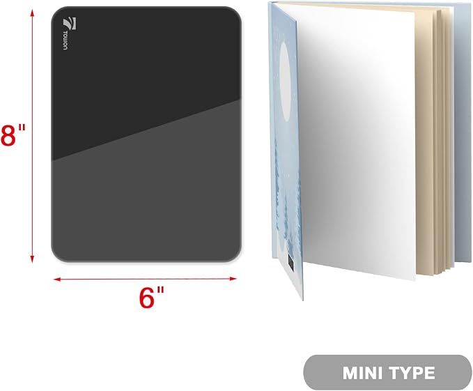 Black Mini Desktop Pure Glass Whiteboard, Small Glass Dry-Erase Whiteboard | 8x6 In Dry-erase notepad for desk, 5 markers, eraser for office, dorm, home schooling, computer buddy notepad, worker gifts