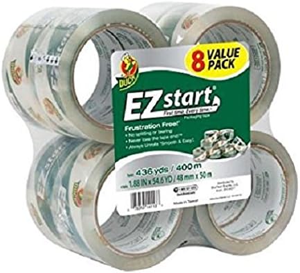Packaging Tape by Duck EZ Start 8-Pack Features a Long-Lasting Adhesive, Clear, Great on Boxes for Shipping or Storage