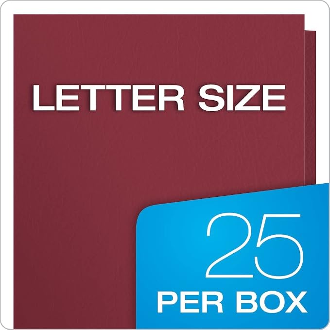 Oxford Two Pocket Folders,Textured Paper,Burgundy,for School,Home,and Office,Letter Size,25 Per Box (57557),(Pack of 5)