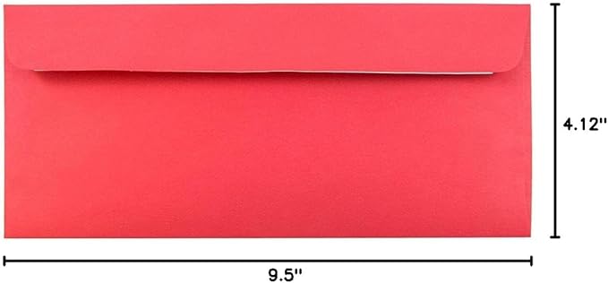 LUXPaper #10 Business Envelopes | Peel & Press | 4 1/8" x 9 1/2" | Ruby Red | 24lb. Paper Weight | 50 Qty