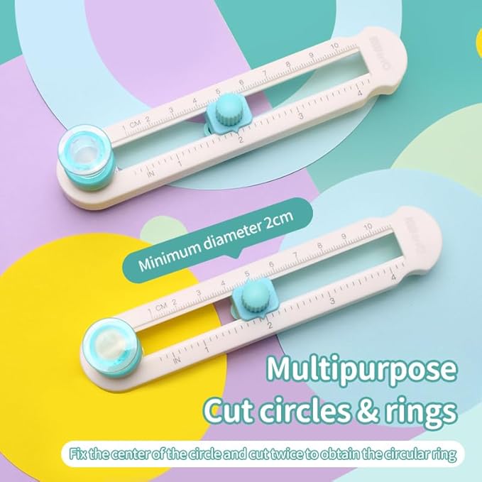 Circle Cutter, Kaluofan Circle Paper Cutter with 4PCS Replacement Blades, Adjustable Any Size 2-20CM DIY Circle Cutters for Crafts, Come with Bottom Blade Guard, Easy Operation and Smooth Cutting