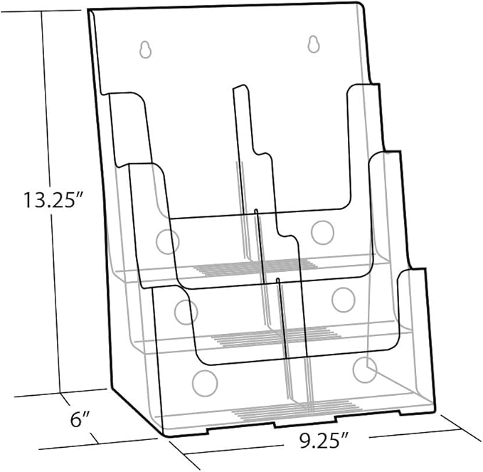 Azar Displays 252379 Three-Tier Six-Pocket Trifold Brochure Holder