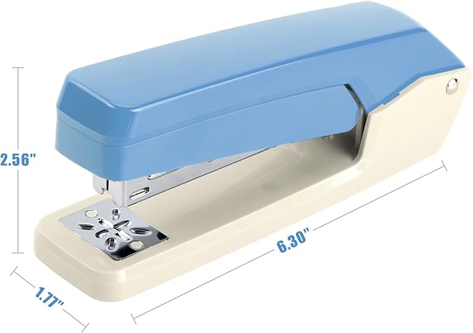 Deli/EZWORK Swing-Arm Swivel Stapler, 25 Sheets Capacity, 360 Degree Rotate Desk Staplers with 1000 Staples for Booklet or Book Binding, Blue+White