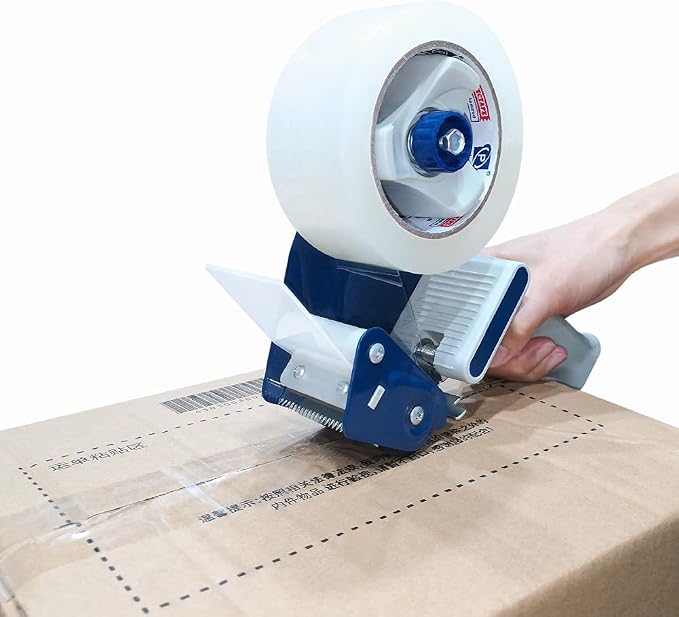 Perfectape Heavy Duty Packing Tape Gun, 2" Width, 4-Pack | 4 Rolls of Heavy Duty Packing Tape Included, Holds up to 180 Yards Length Roll