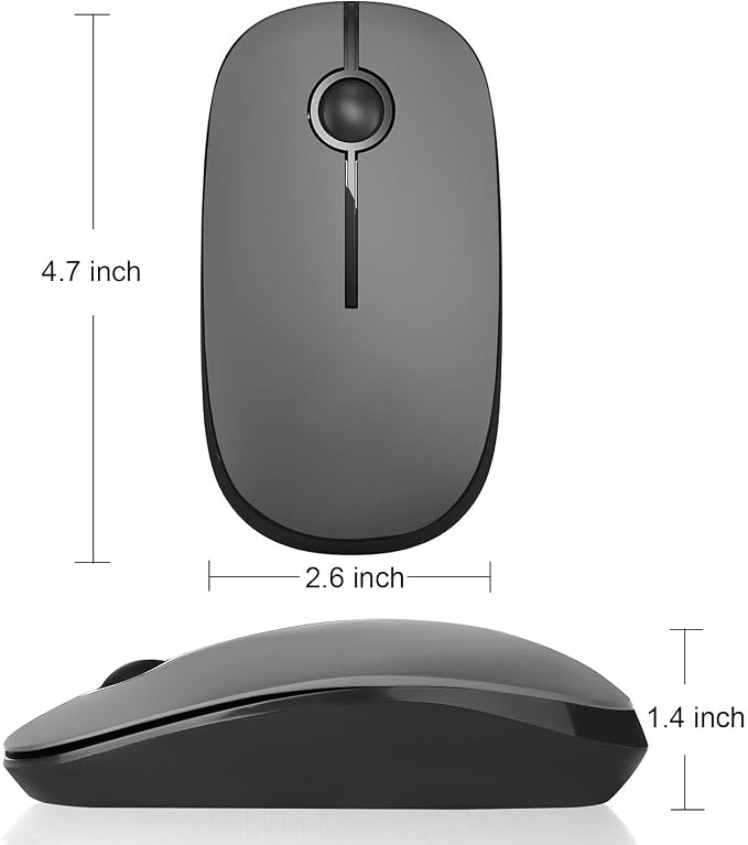 VssoPlor Wireless Mouse, 2.4G Slim Computer Laptop Mouse, Black and Gray | Portable Mouse, Plug & Play USB Nano Receiver, Quiet Silent Optical Mice for Notebook, PC, Laptop, Computer, Windows, Mac