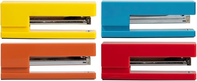 JAM PAPER Modern Desk Stapler - Assorted Rainbow Colors - 4/Pack