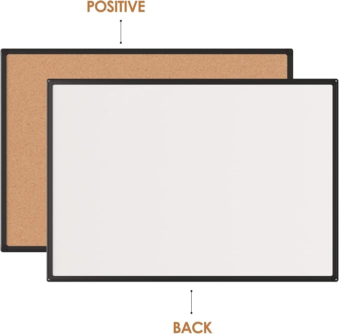 2-Pack Cork Board Bulletin Board 24 x 18, Black Aluminium Framed Corkboard, Office Board for Wall Cork, Large Wall Mounted Notice Pin Board with 32 Push Pins for School, Home & Office