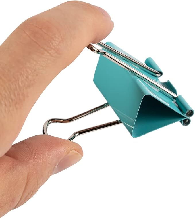 JAM PAPER Colorful Binder Clips - Large - 1 1/2 Inch (41 mm) - Teal Binderclips - 12/Pack