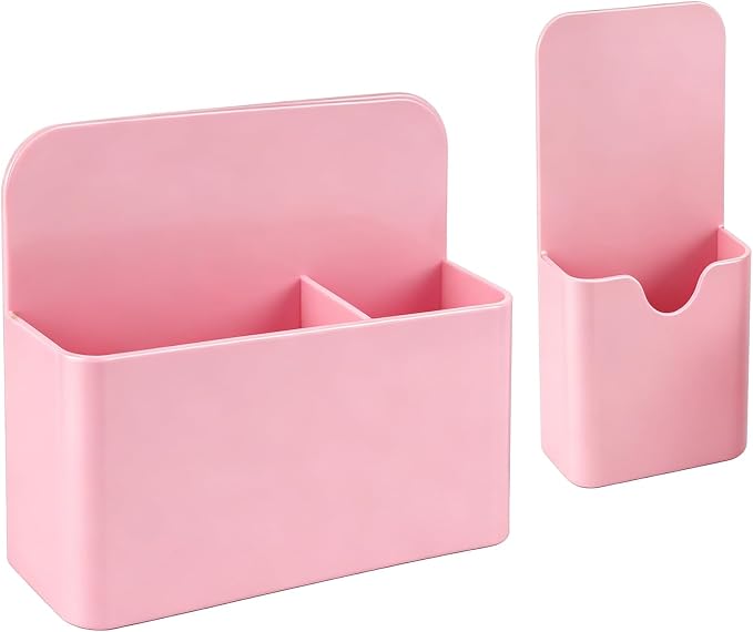 Magnetic Pen Holder, 2 Pack Magnetic Dry Erase Marker Holder with Compartments, Magnetic Marker Holder Pen Pencil Organizer for Whiteboard, Refrigerator, Classroom, Locker Accessories, Light Pink