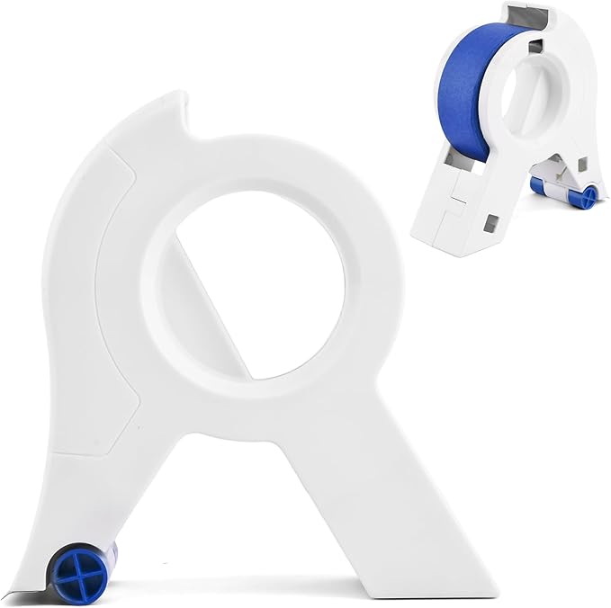 Masking Paint Tape Dispenser, Portable Paint Tape Applicator for Trim, Easy to Grip Rounded Handles and Accurate Tape Application, Saves Time Compact Design for On The Go Usage(White)