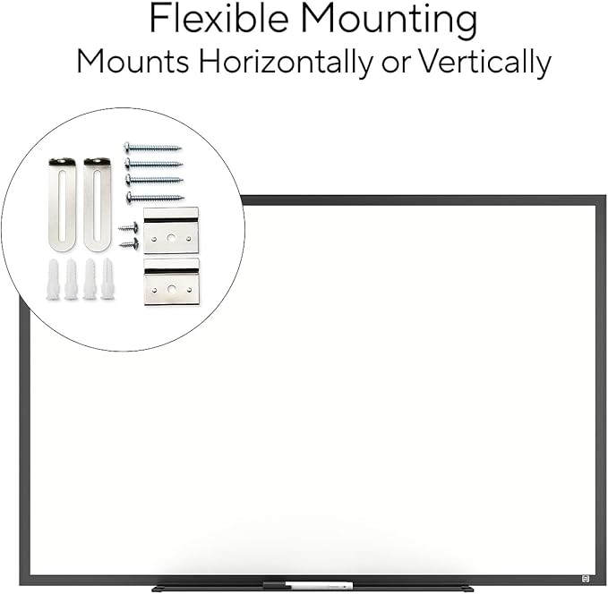 TRU RED Melamine Whiteboard | Dry Erase Board for Wall, White Board with Black Aluminum Frame, 3 ft x 2 ft, Fine Tip Marker Included
