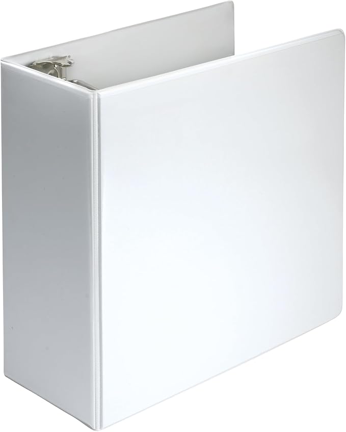 Samsill Durable 5 inch 3 Ring Binder, Locking D Ring 100% Recycled Chipboard, White, Pallet of 192 Binders in 32 Cartons