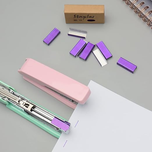 NatSumBasics 4000 Purple Staples Small Colored #10 Staples for Mini Stapler Refill, No.10 Staple, Smaller Than Standard Staple (Purple)