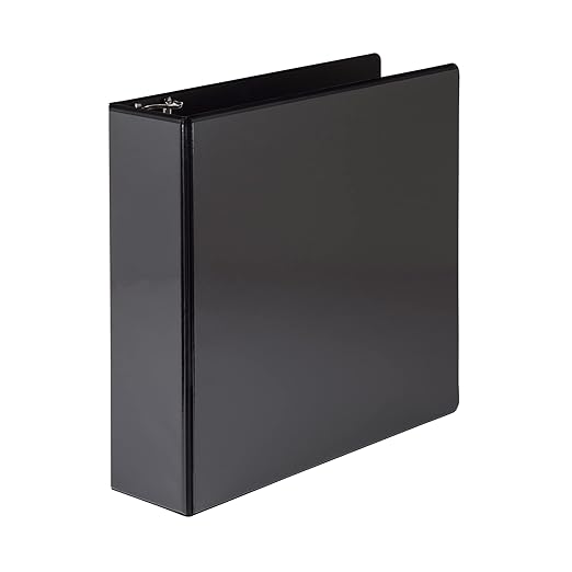 Samsill 4 Inch 3 Ring Binder, Economy Round Ring, Clear View Cover, 675 Sheet Capacity - for School, Home, Office - Charcoal Black