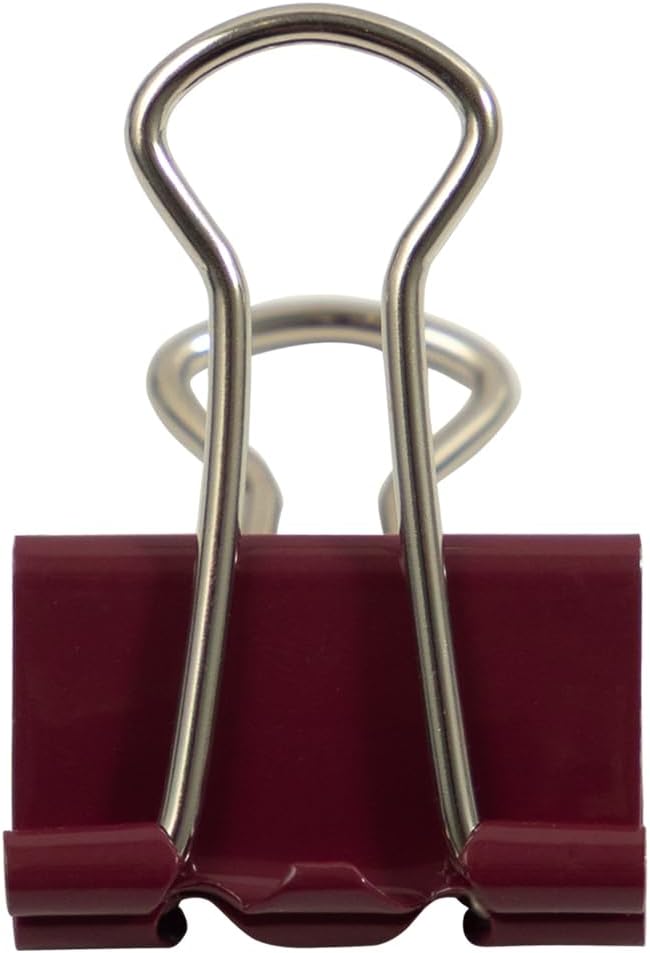 JAM PAPER Colorful Binder Clips - Small - 3/4 Inch (19 mm) - Burgundy Binderclips - 25/Pack