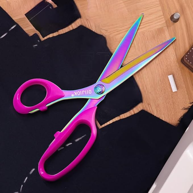 Left Handed Scissors,9.5 Inch All Purpose Lefty Scissors,Titanium Coating Forged Stainless Steel, Soft Comfort-Grip Handles,Perfect for Office,Home,and School Arts Crafts(Pink)