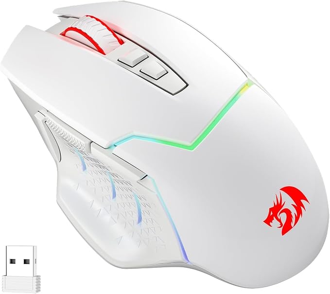 Redragon M690 PRO Wireless Gaming Mouse, 8000 DPI Wired/Wireless Gamer Mouse w/Rapid Fire Key, 8 Macro Buttons, Ergonomic Design for PC/Mac/Laptop, White | Cable-Free 0 Delay, Smooth Precise Tracking, Rapid-Fire Macro Keybinds, Vibing Backlight, Ergono...
