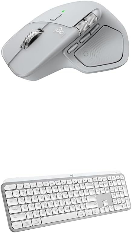 Logitech MX Master 4 Ergonomic Wireless Bluetooth Mouse with Haptic Feedback + MX Keys S Wireless Bluetooth Keyboard with Backlit Low Profile Quiet Keys - USB-C, Windows, Linux, Chrome, Mac-Pale Grey
