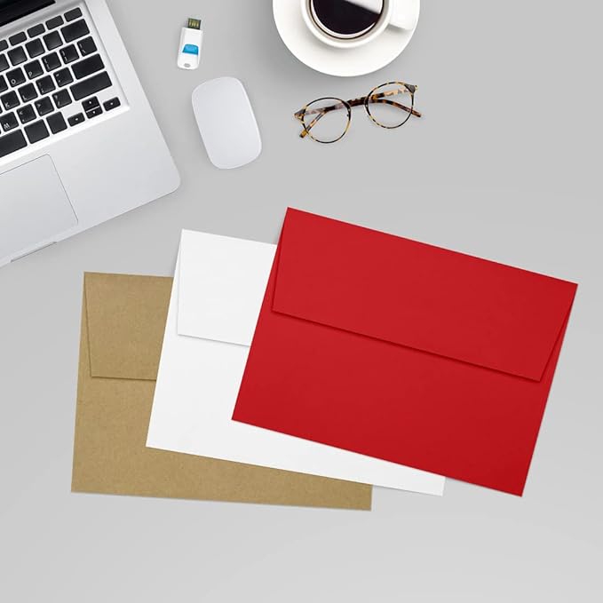 LUXPaper A7 Invitation Envelopes | Peel & Press | 5 1/4" x 7 1/4" | Ruby Red | 80lb. Text | 50 Qty