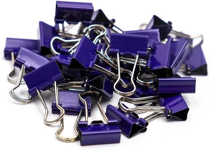 JAM PAPER Colorful Binder Clips - Extra Small - 3/5 Inch (15 mm) - Purple Binderclips - 30/Pack