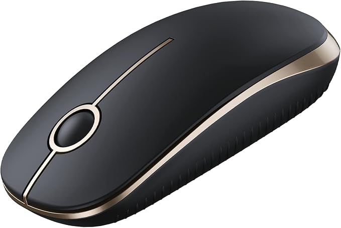 VssoPlor Wireless Mouse, 2.4G Slim Computer Laptop Mouse, Black and Gold | Portable Mouse, Plug & Play USB Nano Receiver, Quiet Silent Optical Mice for Notebook, PC, Laptop, Computer, Windows, Mac