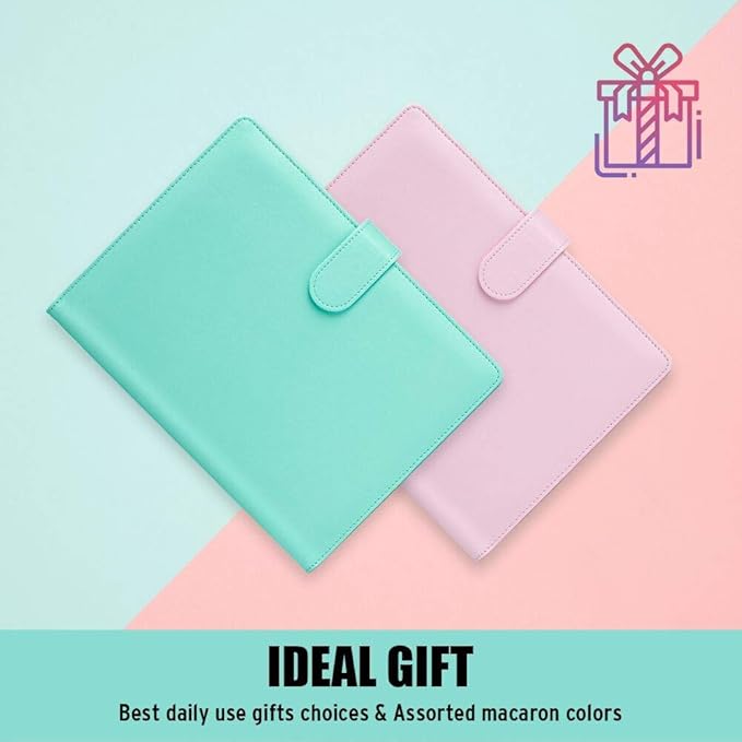Sooez A5 Binder with 6 Rings, Refillable Notebook Planner Cover, Small Leather Organizer, Pink