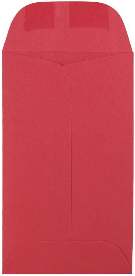 JAM PAPER #3 Coin Business Colored Envelopes - 2 1/2 x 4 1/4 - Red Recycled - 50/Pack