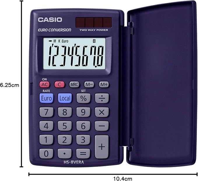 HS-8VER Pocket and Desktop Calculator, Blue