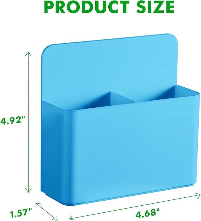 2 Pack Magnetic Pen Holder Cup for Whiteboard, Classroom Supplies | Plastic Magnetic Dry Erase Marker Holder for Refrigerator Fridge, Pencil Cup for School, Locker Accessories Organizer-Blue