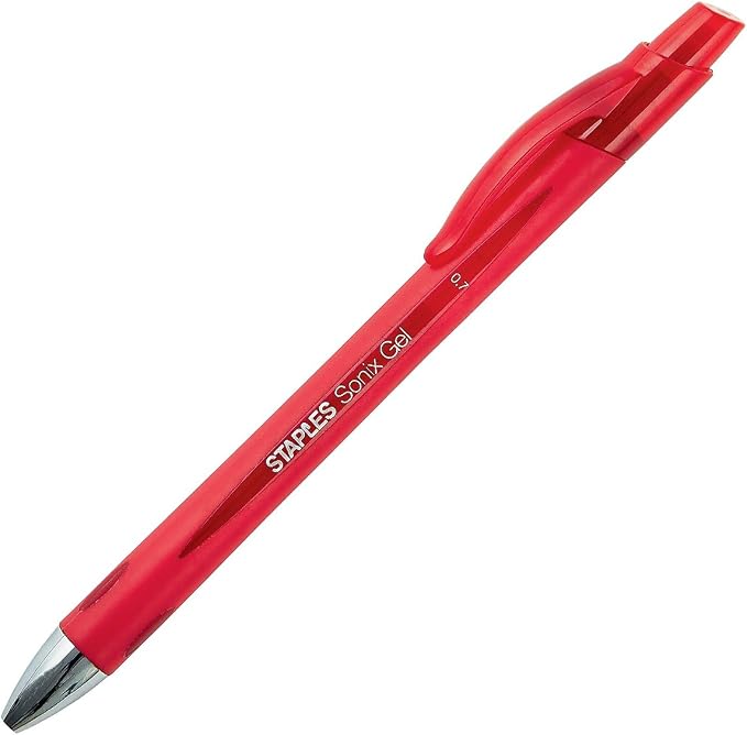 STAPLES Retractable Gel Pens, Medium Point 0.7mm, Red Ink, 36 Pack – Sonix Smooth‑Writing Gel Pens for Editing & Office Use