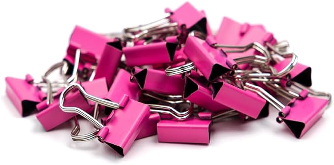 JAM PAPER Colorful Binder Clips - Extra Small - 3/5 Inch (15 mm) - Pink Binderclips - 30/Pack