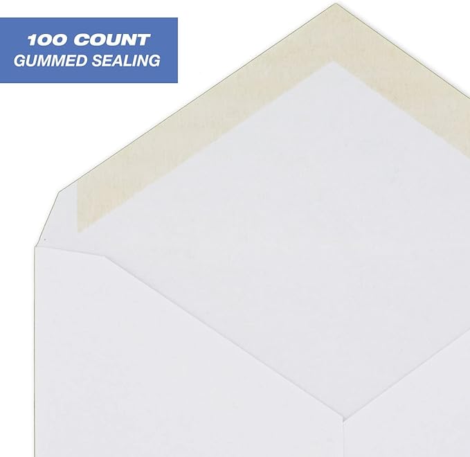 Mead Standard A2 Invitation Envelopes, Gummed Closure, 4-3/8" X 5-3/4", Premium 24-lb Paper, White, 100 per Box (CO198) (Pack of 2)
