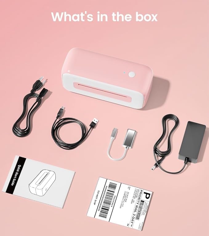 Phomemo 246SBT Shipping Label Printer- 4x6 Bluetooth Thermal Printer, Pink | Label Printer for Small Business, Compatible with iPhone, Android, Windows, Mac, Amazon, Shopify, USPS, FedEx