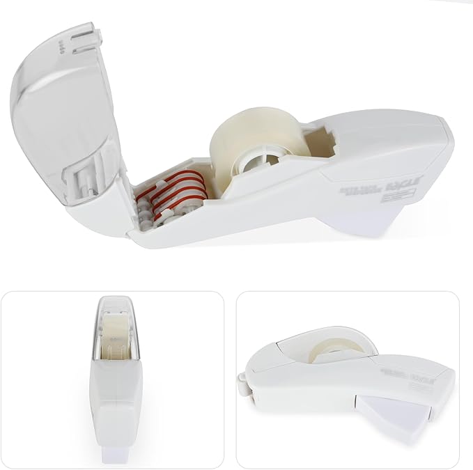 Eagle Automatic Tape Dispenser, Handheld & Portable Design, Office Tape Gun, One-Handed Operation with Safety Blade for Office, Home, DIY or Packaging (Includes 2 Free Tapes)(Snowy White)