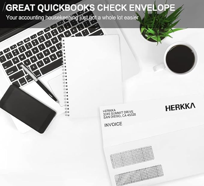 #9 Double Window Security Envelopes, HERKKA No.9 Double Window Business Envelopes Designed for Invoices and Business Statements - Number 9 Size 3 7/8 Inch X 8 7/8 Inch - 24 LB - 500 Pack