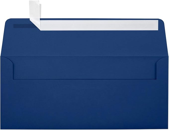 LUXPaper #10 Business Envelopes | Peel & Press | 4 1/8" x 9 1/2" | Navy Blue | 80lb. Text | 50 Qty
