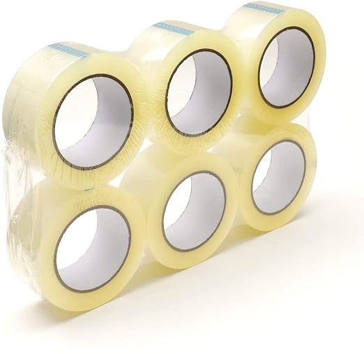6 Rolls Clear Carton Shipping Box Sealing Packing Tape, 2" x 110 Yards 330' Ft, Heavy Duty Transparent Tape, Designed for Office, Home or Commercial Use (6 Rolls / 2" Wide (Clear))