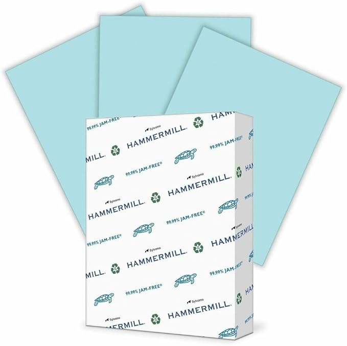 Hammermill Colored Paper, 24 lb Blue Printer Paper, 8.5 x 11-10 Ream (5,000 Sheets) - Made in the USA, Pastel Paper, 103671C