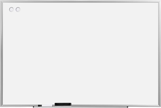 Amazon Basics Large Magnetic Dry Erase Whiteboard, 48" x 72", Aluminum Frame, Silver/White, with Pen Tray for School, Classroom, Office & Home