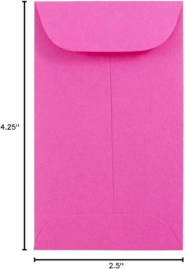 JAM Paper® Coin Envelope - 50 Envelopes per Pack (#3 Coin, Pink)