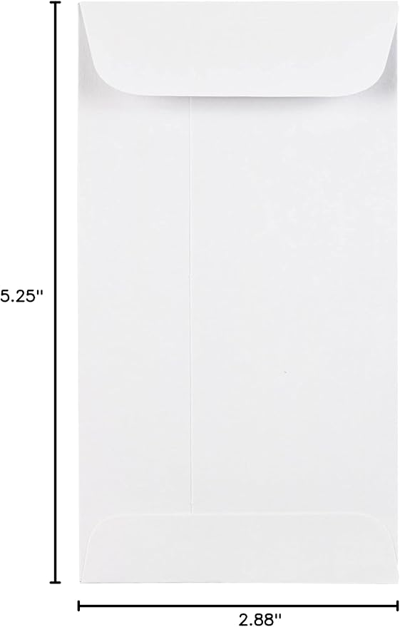 JAM PAPER #5 Coin Business Envelopes with Peel and Seal Closure - 2 7/8 x 5 1/4 - White - Bulk 500/Box